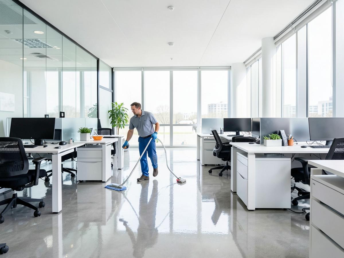 Professional cleaning of a modern office floor